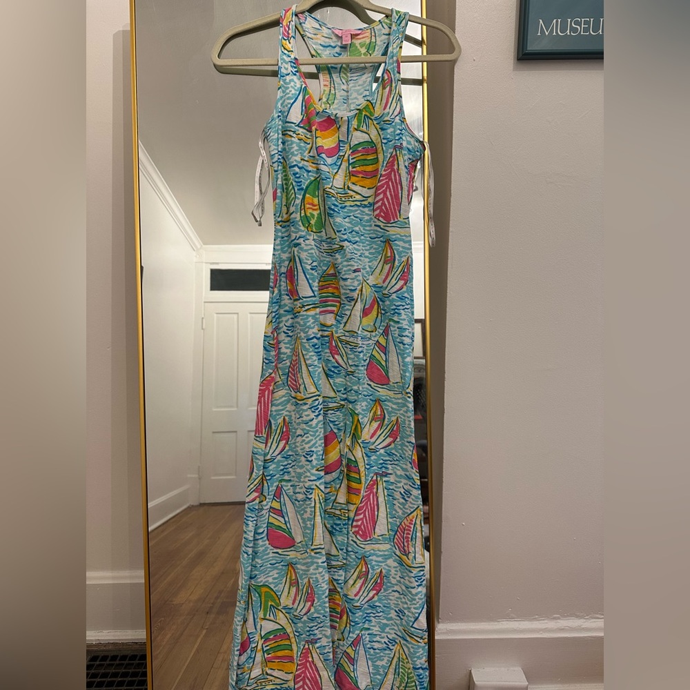 Lilly Pulitzer Sailboat Print Cotton Maxi Dress